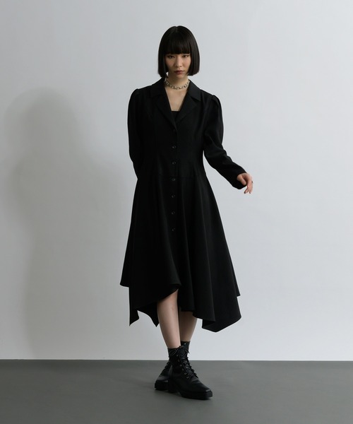 Ellno de Mavie(エルノデメヴィ)の「イレギュラーヘムシェイクワンピース(ワンピース・レディース・ブラック/ブルーグリーン・FREE)」の4枚目の写真