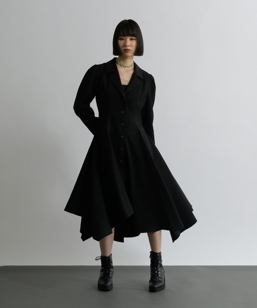 【新品】 MIELI INVARIANT イレギュラーヘムスライスワンピース 2SET]Fringe Sheer Shirt + Rib Knit Onepiece – mieli