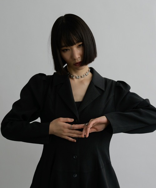 Ellno de Mavie(エルノデメヴィ)の「イレギュラーヘムシェイクワンピース(ワンピース・レディース・ブラック/ブルーグリーン・FREE)」の15枚目の写真