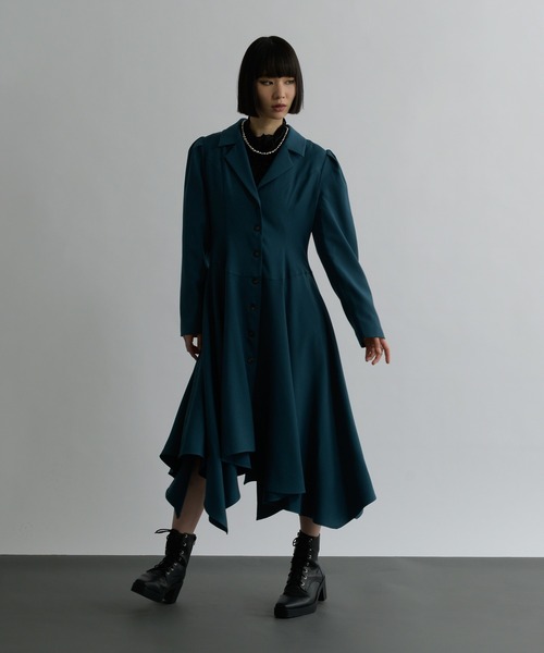 Ellno de Mavie(エルノデメヴィ)の「イレギュラーヘムシェイクワンピース(ワンピース・レディース・ブラック/ブルーグリーン・FREE)」の16枚目の写真