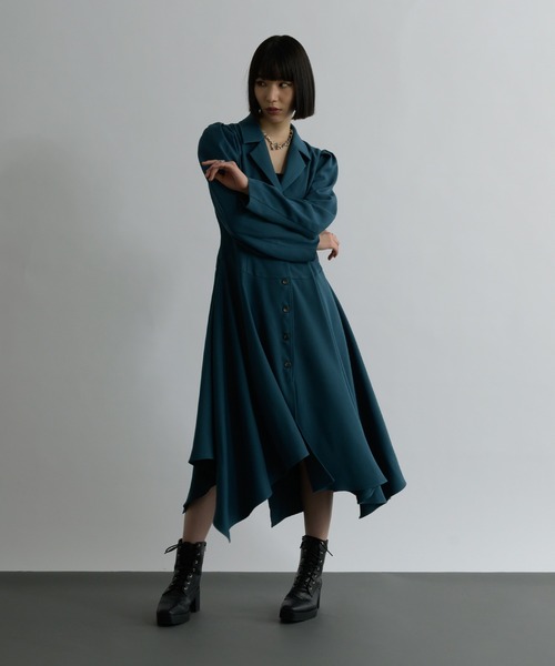 Ellno de Mavie(エルノデメヴィ)の「イレギュラーヘムシェイクワンピース(ワンピース・レディース・ブラック/ブルーグリーン・FREE)」の18枚目の写真