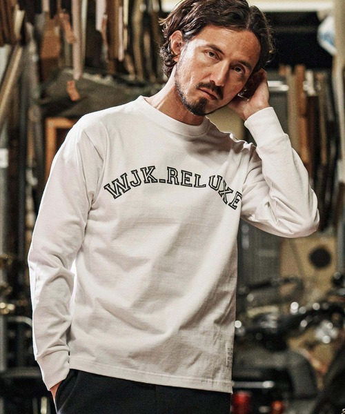 wjk reluxe(ダブルジェーケーリラックス)の「mlt5079-college arch logo print long sleeve tee ロンT(Tシャツ/カットソー・メンズ・ネイビー/ホワイト/ブラック・M/L/XL/S)」の22枚目の写真