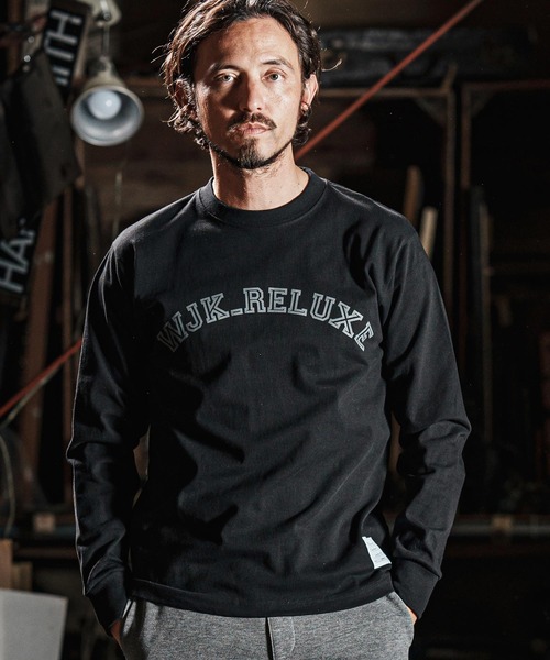 wjk reluxe(ダブルジェーケーリラックス)の「mlt5079-college arch logo print long sleeve tee ロンT(Tシャツ/カットソー・メンズ・ネイビー/ホワイト/ブラック・M/L/XL/S)」の7枚目の写真