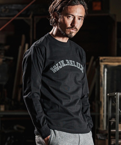wjk reluxe(ダブルジェーケーリラックス)の「mlt5079-college arch logo print long sleeve tee ロンT(Tシャツ/カットソー・メンズ・ネイビー/ホワイト/ブラック・M/L/XL/S)」の9枚目の写真
