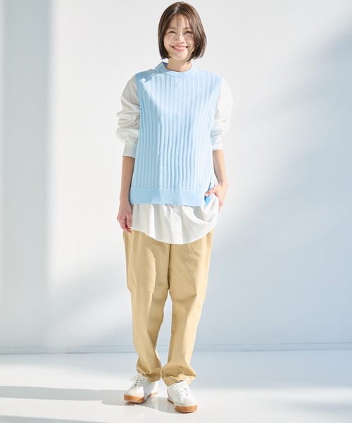 Arnold Palmer（アーノルドパーマー）の「シアーニット ベスト × シャツ レイヤード セット（アンサンブル・レディース・ライトベージュ/ブラック/ライトブルー・M/S/L）」の17枚目の写真