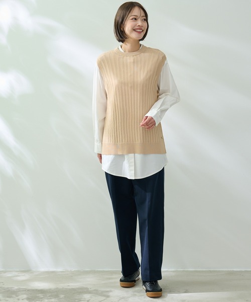 Arnold Palmer（アーノルドパーマー）の「シアーニット ベスト × シャツ レイヤード セット（アンサンブル・レディース・ライトベージュ/ブラック/ライトブルー・M/S/L）」の13枚目の写真