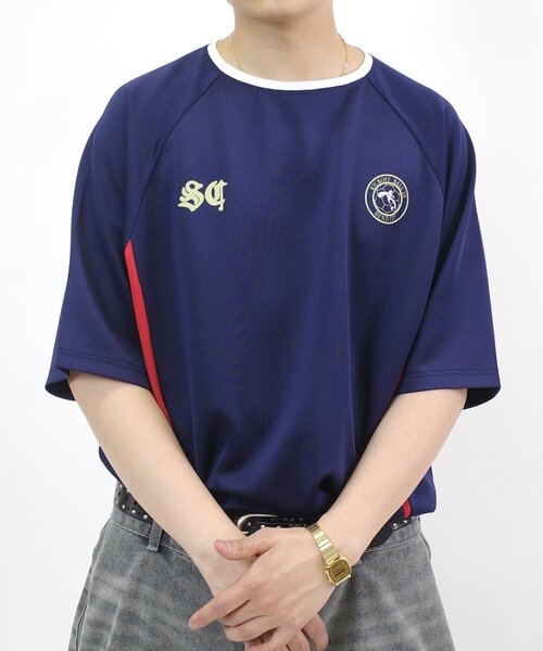Sourcream（サワークリーム）の「【Sourcream/サワークリーム】サッカーゲームシャツ（Tシャツ/カットソー・レディース・グリーン/ボルドー/ネイビー/イエロー・FREE）」の2枚目の写真