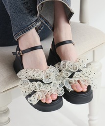 VIVIAN（ヴィヴィアン）の「シアークロスフリル厚底ストラップサンダル（サンダル）」