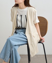 PUAL CE CIN | 【セットアップ対応】ノーカラーダブルデザインジレベスト(ベスト)