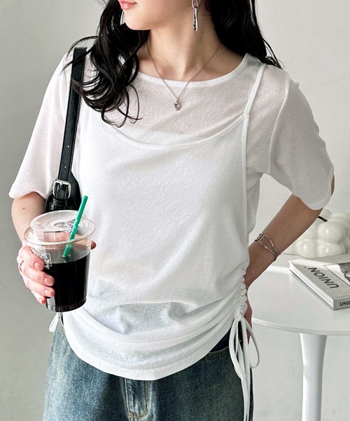 GeeRA(ジーラ)の「夏にぴったり!シアースラブ素材ギャザー&ドレープTシャツセット(アンサンブル・レディース・オフホワイト/グレー/ブラック・LARGE/MEDIUM)」の21枚目の写真