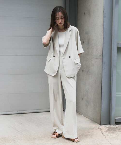 UR TECH DRYLUXE』リネンライクワイドパンツ（スラックス