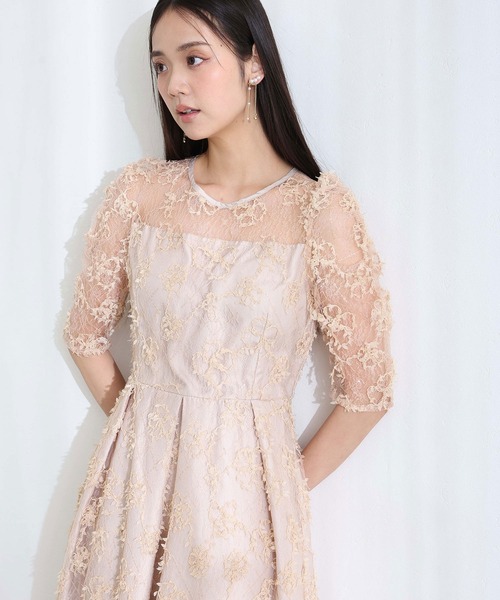 PourVous(プールヴー)の「バックリボン フレア タック 結婚式 二次会 パーティー ドレス ギャザースリーブスパンコール 七分袖&ミモレ丈 お呼ばれ 同窓会 成人式 オケージョンドレス フォーマル 謝恩会 20代 30代(ドレス・レディース・ブラック/ネイビー/ベージュ・S/M)」の15枚目の写真