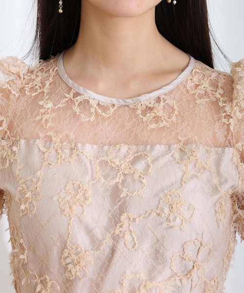 PourVous(プールヴー)の「バックリボン フレア タック 結婚式 二次会 パーティー ドレス ギャザースリーブスパンコール 七分袖&ミモレ丈 お呼ばれ 同窓会 成人式 オケージョンドレス フォーマル 謝恩会 20代 30代(ドレス・レディース・ブラック/ネイビー/ベージュ・S/M)」の16枚目の写真