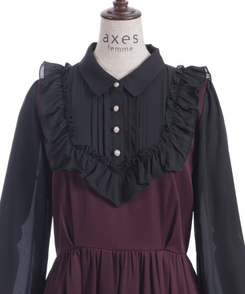 axes femme（アクシーズファム）の「キャット刺繍ドッキングワンピース（ワンピース・レディース・ワイン/ブラック・FREE）」の16枚目の写真