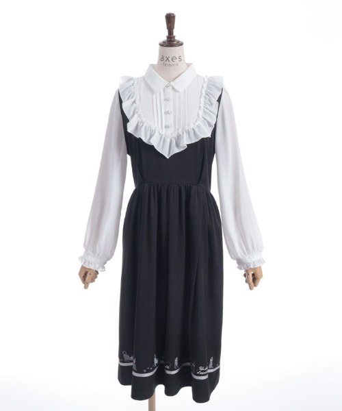 axes femme（アクシーズファム）の「キャット刺繍ドッキングワンピース（ワンピース・レディース・ワイン/ブラック・FREE）」の12枚目の写真