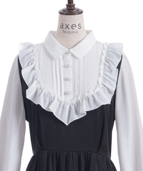 axes femme（アクシーズファム）の「キャット刺繍ドッキングワンピース（ワンピース・レディース・ワイン/ブラック・FREE）」の3枚目の写真