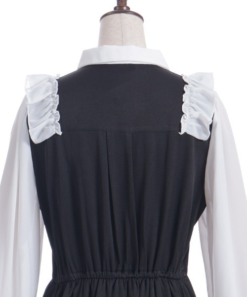 axes femme（アクシーズファム）の「キャット刺繍ドッキングワンピース（ワンピース・レディース・ワイン/ブラック・FREE）」の7枚目の写真