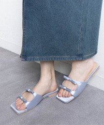 Fabby fabby（ファビィーファビィー）の「Wリボンスクエアフラットサンダル（サンダル）」