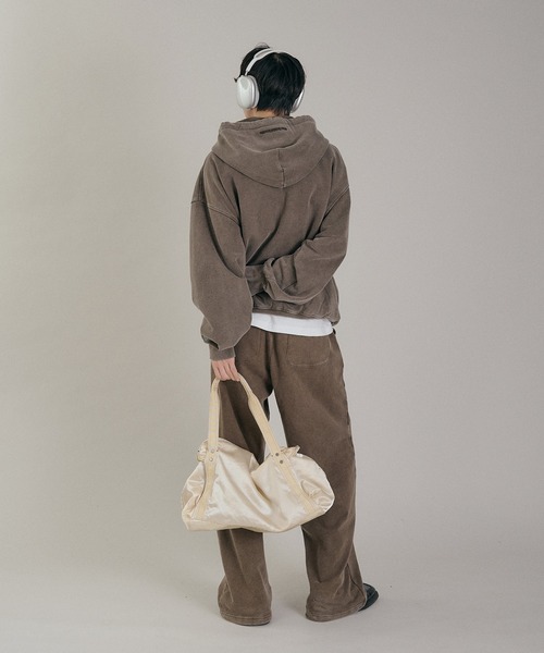 Perushu（ペルーシュ）の「Perushu / NBA ヘビーウェイトヴィンテージ加工ダブルジップロゴ刺繍スウェットフーディ（パーカー・メンズ・ベージュ/ネイビー/チャコールグレー/ライトイエロー/アイボリー/ブラック・LARGE/MEDIUM）」の11枚目の写真