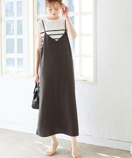 ROPE' PICNIC(ロペピクニック)の「プチローズアソートキャミワンピース(ワンピース・レディース・チャコールグレー/ブラック/キナリ・38)」の3枚目の写真