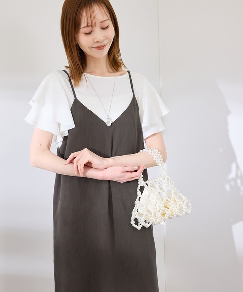 ROPE' PICNIC(ロペピクニック)の「プチローズアソートキャミワンピース(ワンピース・レディース・チャコールグレー/ブラック/キナリ・38)」の14枚目の写真