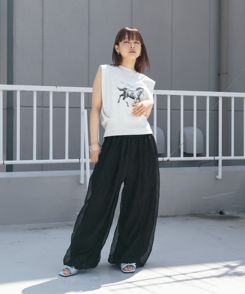 カットソー(半袖/袖なし) KBF - KBF セール】ノースリーブプリントカットソー（Tシャツ/カットソー