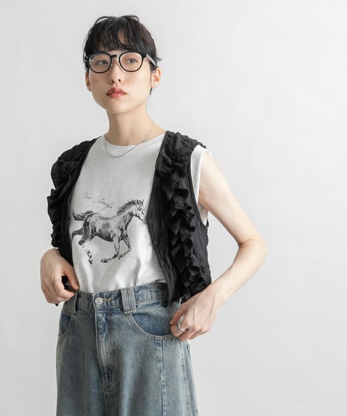 カットソー(半袖/袖なし) KBF - KBF セール】ノースリーブプリントカットソー（Tシャツ/カットソー