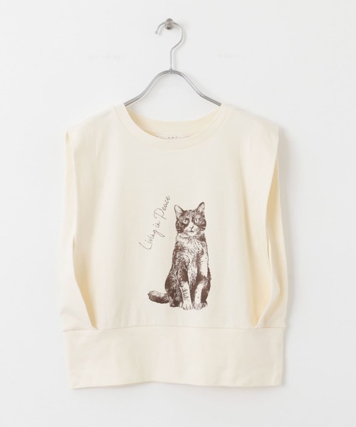 KBF（ケイビーエフ）の「ノースリーブプリントカットソー（Tシャツ/カットソー・レディース・チャコールグレー/イエロー系その他/オートミール・ONE）」の4枚目の写真