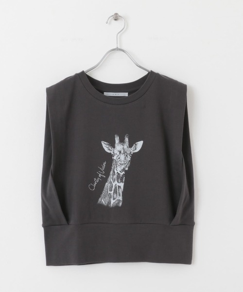 KBF（ケイビーエフ）の「ノースリーブプリントカットソー（Tシャツ/カットソー・レディース・チャコールグレー/イエロー系その他/オートミール・ONE）」の5枚目の写真