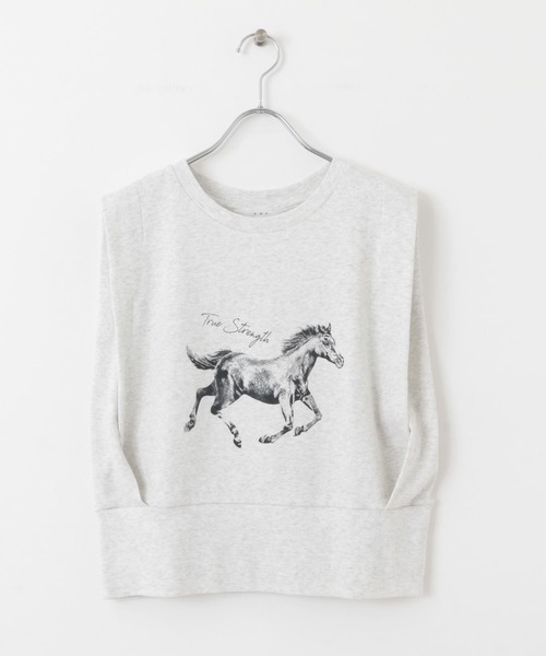 KBF（ケイビーエフ）の「ノースリーブプリントカットソー（Tシャツ/カットソー・レディース・チャコールグレー/イエロー系その他/オートミール・ONE）」の6枚目の写真