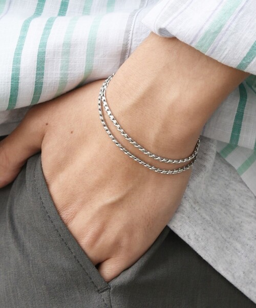 SHIPS any（シップス エニィ）の「SHIPS any: サージカルステンレス ブレスレット◇（ブレスレット・メンズ・ストーン/ホワイト系/ホワイト/ライトホワイト・ONE SIZE）」の2枚目の写真