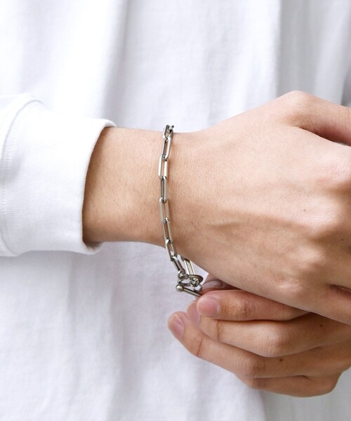 SHIPS any（シップス エニィ）の「SHIPS any: サージカルステンレス ブレスレット◇（ブレスレット・メンズ・ストーン/ホワイト系/ホワイト/ライトホワイト・ONE SIZE）」の4枚目の写真