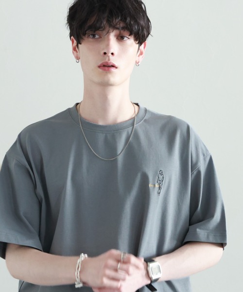 RAGEBLUE(レイジブルー)の「天竺/ワンポイント刺繍Tシャツ(Tシャツ/カットソー・メンズ・ライトブルー/ブラック/ダークグレー/ホワイト・SMALL/MEDIUM/LARGE)」の1枚目の写真