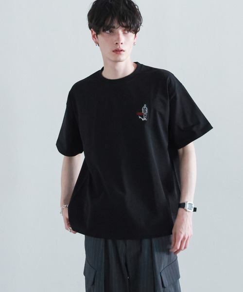 RAGEBLUE(レイジブルー)の「天竺/ワンポイント刺繍Tシャツ(Tシャツ/カットソー・メンズ・ライトブルー/ブラック/ダークグレー/ホワイト・SMALL/MEDIUM/LARGE)」の3枚目の写真