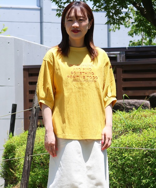 KRIFF MAYER Lady's Collection（クリフメイヤーレディースコレクション）の「【綿100%】楊柳刺繍Tシャツ（Tシャツ/カットソー・レディース・ナチュラル/カラフル/ブルー/イエロー/グレー/ブラック・MEDIUM/LARGE）」の5枚目の写真