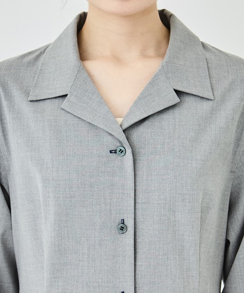 PUBLIC TOKYO（パブリックトウキョウ）の「オープンカラーミニシャツワンピ（シャツワンピース・レディース・グレー/ベージュ・FREE）」の11枚目の写真