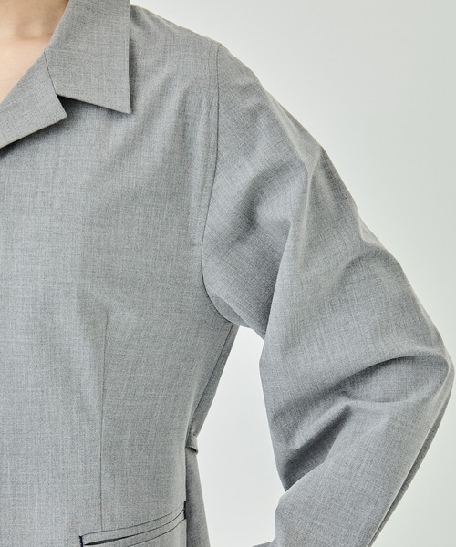 PUBLIC TOKYO（パブリックトウキョウ）の「オープンカラーミニシャツワンピ（シャツワンピース・レディース・グレー/ベージュ・FREE）」の12枚目の写真