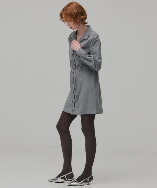 PUBLIC TOKYO（パブリックトウキョウ）の「オープンカラーミニシャツワンピ（シャツワンピース・レディース・グレー/ベージュ・FREE）」の18枚目の写真