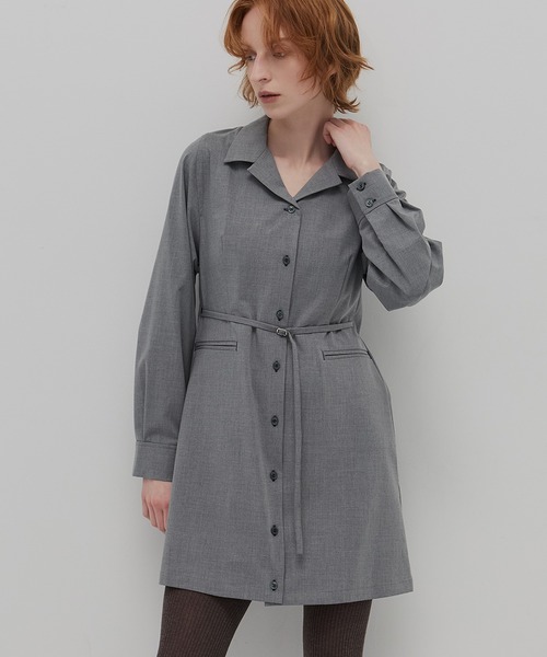 PUBLIC TOKYO（パブリックトウキョウ）の「オープンカラーミニシャツワンピ（シャツワンピース・レディース・グレー/ベージュ・FREE）」の15枚目の写真