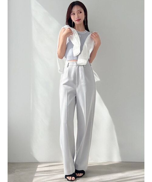 RESEXXY（リゼクシー）の「ベーシックストレートパンツ【セットアップ着用可能】（その他パンツ・レディース・ブラック/ホワイト/ライトグレー・FREE）」の4枚目の写真