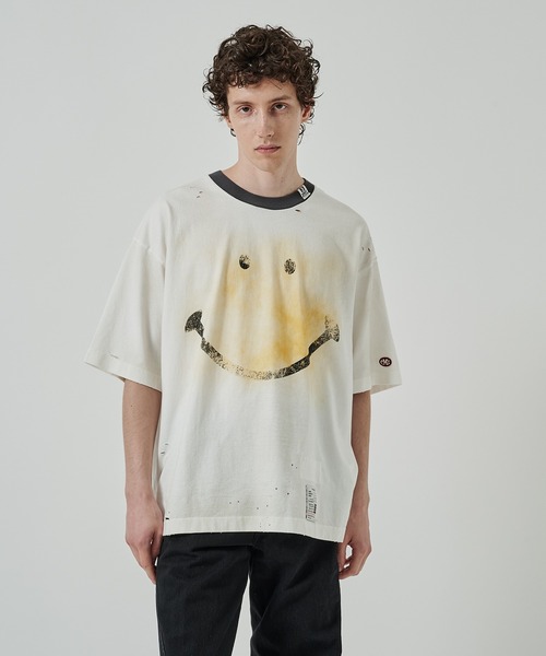 MIHARAYASUHIRO(ミハラヤスヒロ)の「【MIHARAYASUHIRO/ミハラヤスヒロ】SMILY FACE PRINTEDDISTRESSED TEE(Tシャツ/カットソー・メンズ・ホワイト/ブラック・48/46)」の5枚目の写真