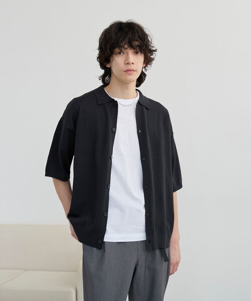 coen（コーエン）の「サラコニットポロカーディガン 　ー 洗濯機洗い/釣り干し可ー（ニット/セーター・メンズ・ブラック/ライトブルー・M/L）」の3枚目の写真