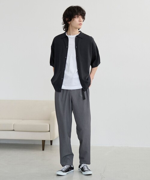 coen（コーエン）の「サラコニットポロカーディガン 　ー 洗濯機洗い/釣り干し可ー（ニット/セーター・メンズ・ブラック/ライトブルー・M/L）」の4枚目の写真