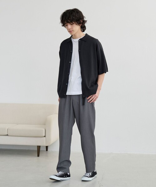 coen（コーエン）の「サラコニットポロカーディガン 　ー 洗濯機洗い/釣り干し可ー（ニット/セーター・メンズ・ブラック/ライトブルー・M/L）」の6枚目の写真