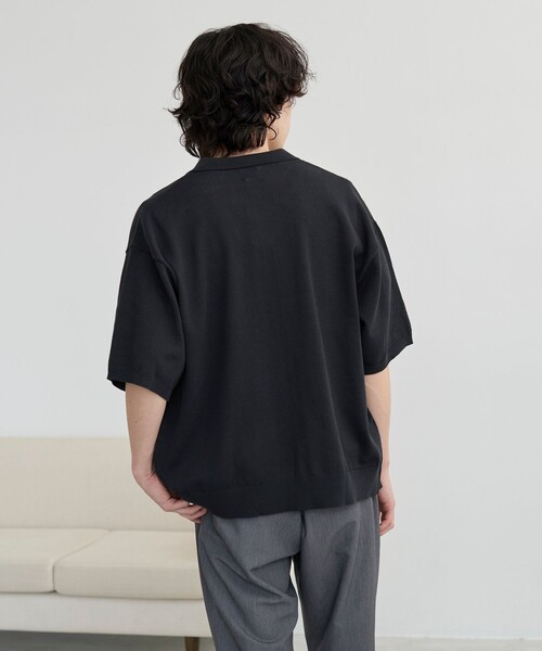 coen（コーエン）の「サラコニットポロカーディガン 　ー 洗濯機洗い/釣り干し可ー（ニット/セーター・メンズ・ブラック/ライトブルー・M/L）」の7枚目の写真