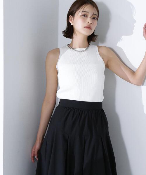 NATURAL BEAUTY BASIC（ナチュラルビューティーベーシック）の「◇アメスリリブニット（タンクトップ・レディース・ベージュ/ブラック/オフホワイト・FREE）」の2枚目の写真