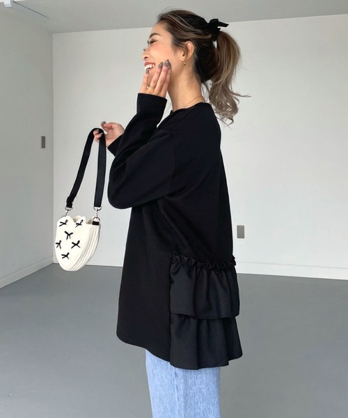 バックフリルロングTEEカットソー（Tシャツ/カットソー）｜CHERI