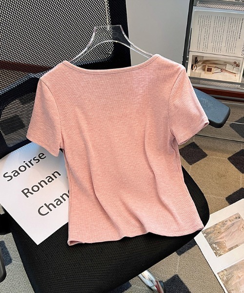 paravion(パラビオン)の「レイヤードリブリボンカットソー(Tシャツ/カットソー・レディース・ホワイト/グレー/ピンク・FREE)」の6枚目の写真