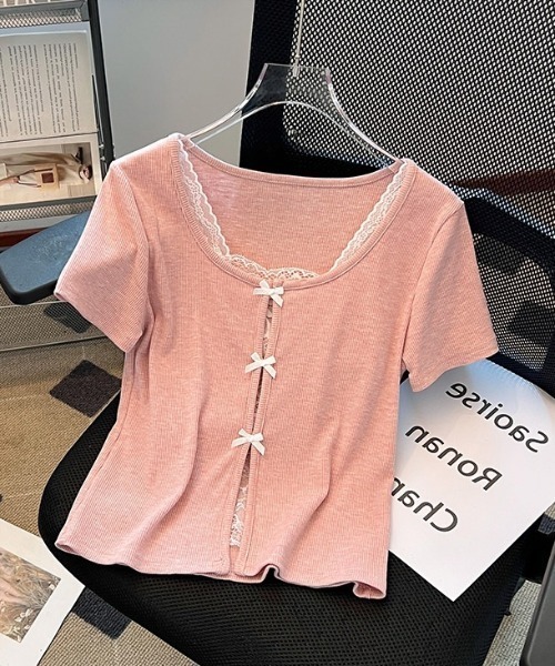 paravion(パラビオン)の「レイヤードリブリボンカットソー(Tシャツ/カットソー・レディース・ホワイト/グレー/ピンク・FREE)」の17枚目の写真