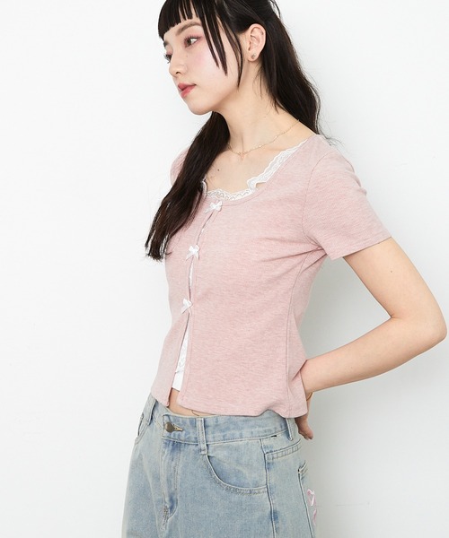 paravion(パラビオン)の「レイヤードリブリボンカットソー(Tシャツ/カットソー・レディース・ホワイト/グレー/ピンク・FREE)」の13枚目の写真